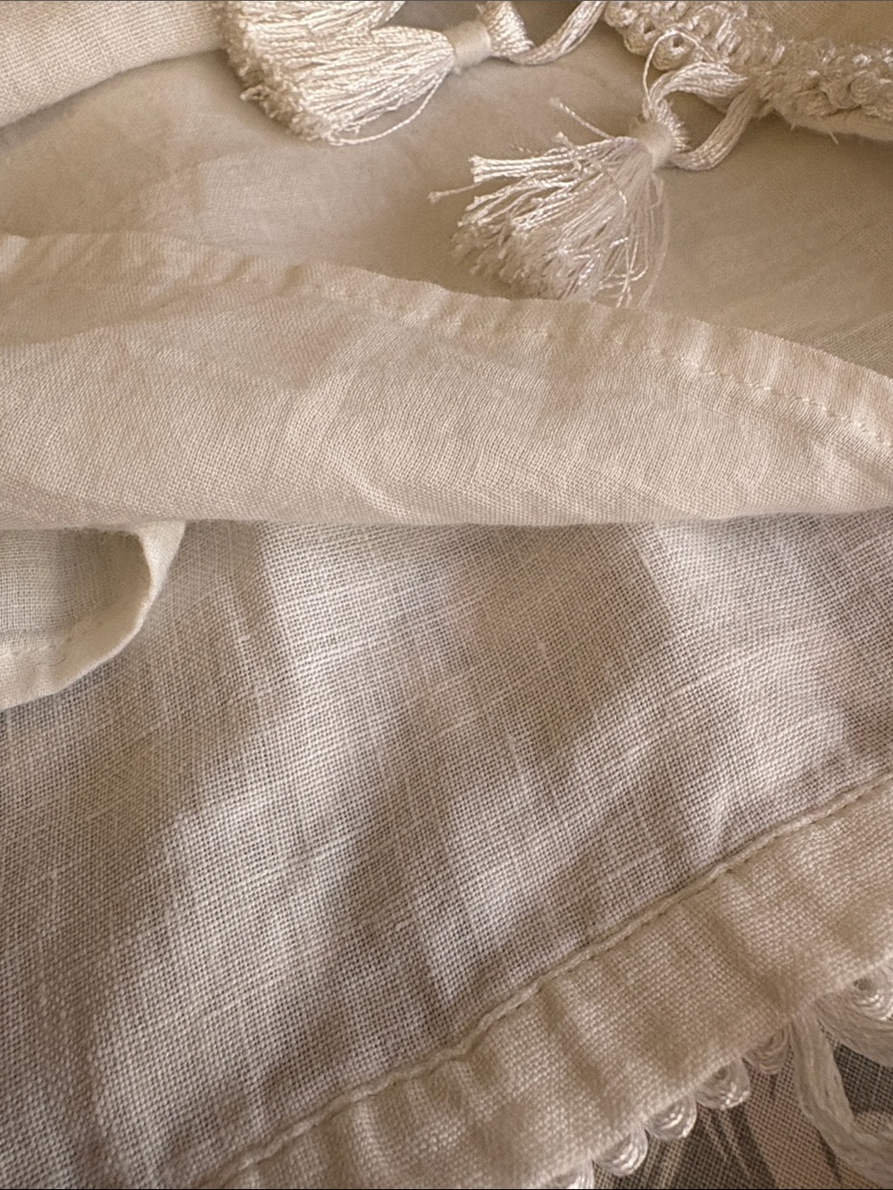 Club Monaco White Linen Tassel-Trim Slip Dress - Picture 7 of 7